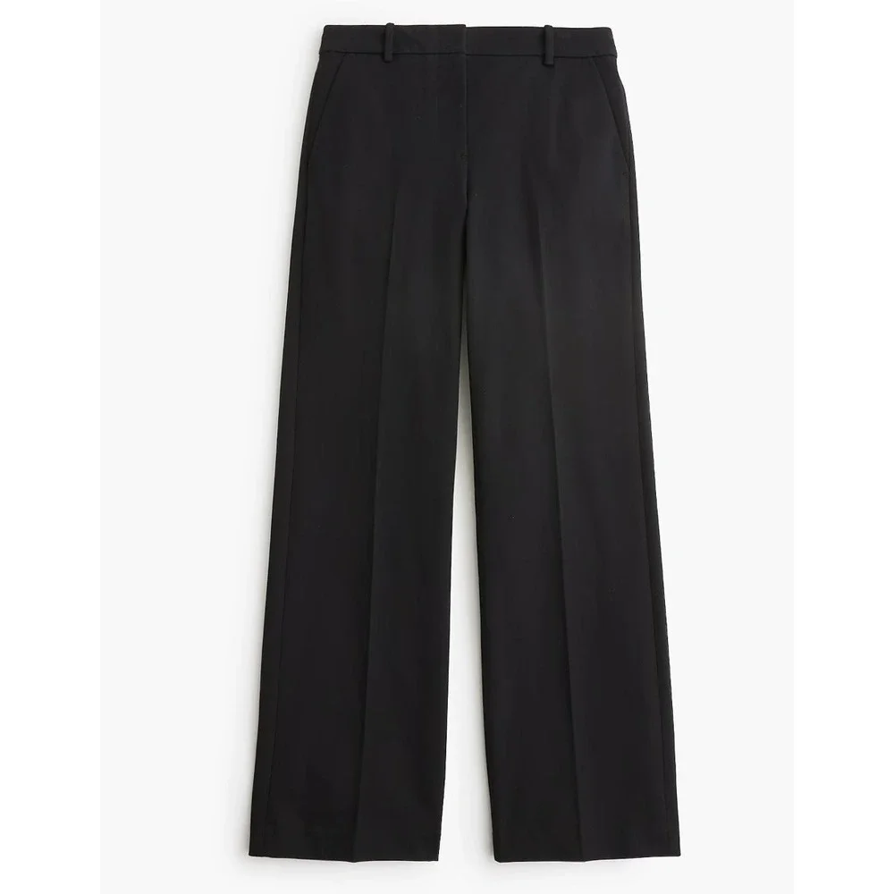 J.Crew Factory Remy Full Length High Rise Wide Leg Pant Trouser Black Size 10